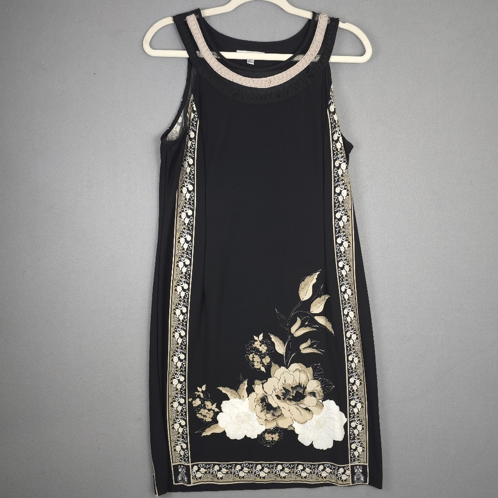 Sandra Darren Sleeveless Black Floral Dress size 10
